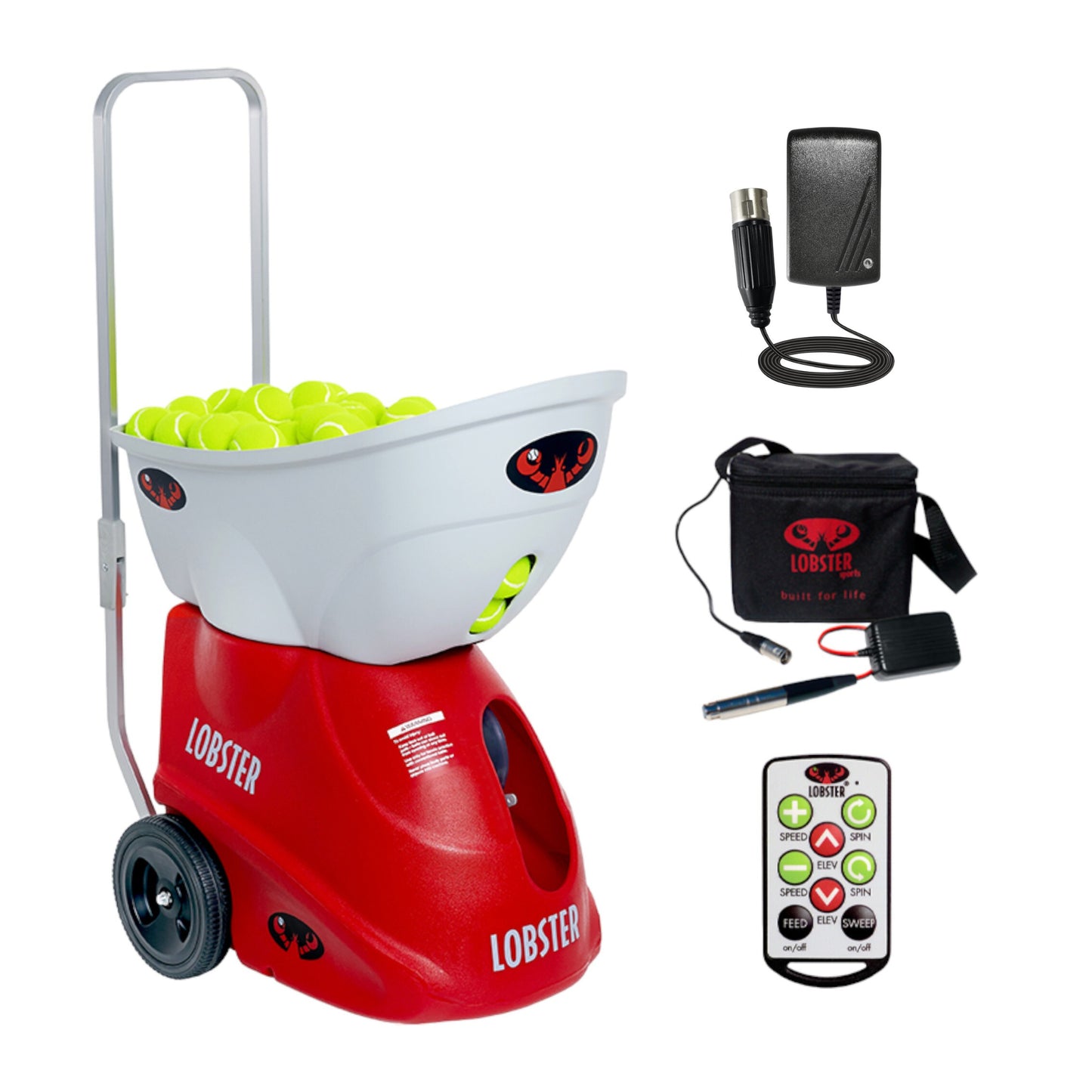 elite two tennis ball machine with external battery