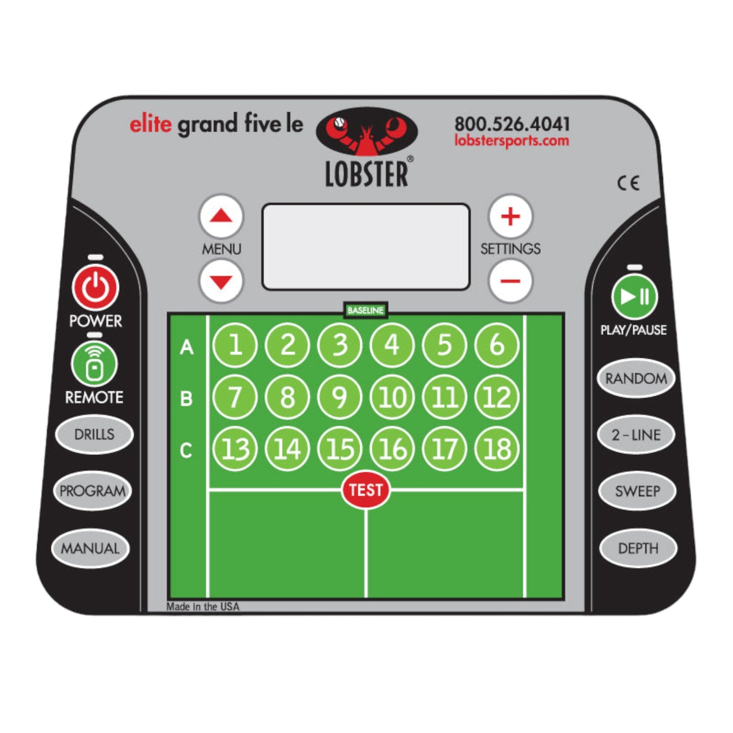 ELITE GRAND FIVE LE TENNIS BALL MACHINE PANEL
