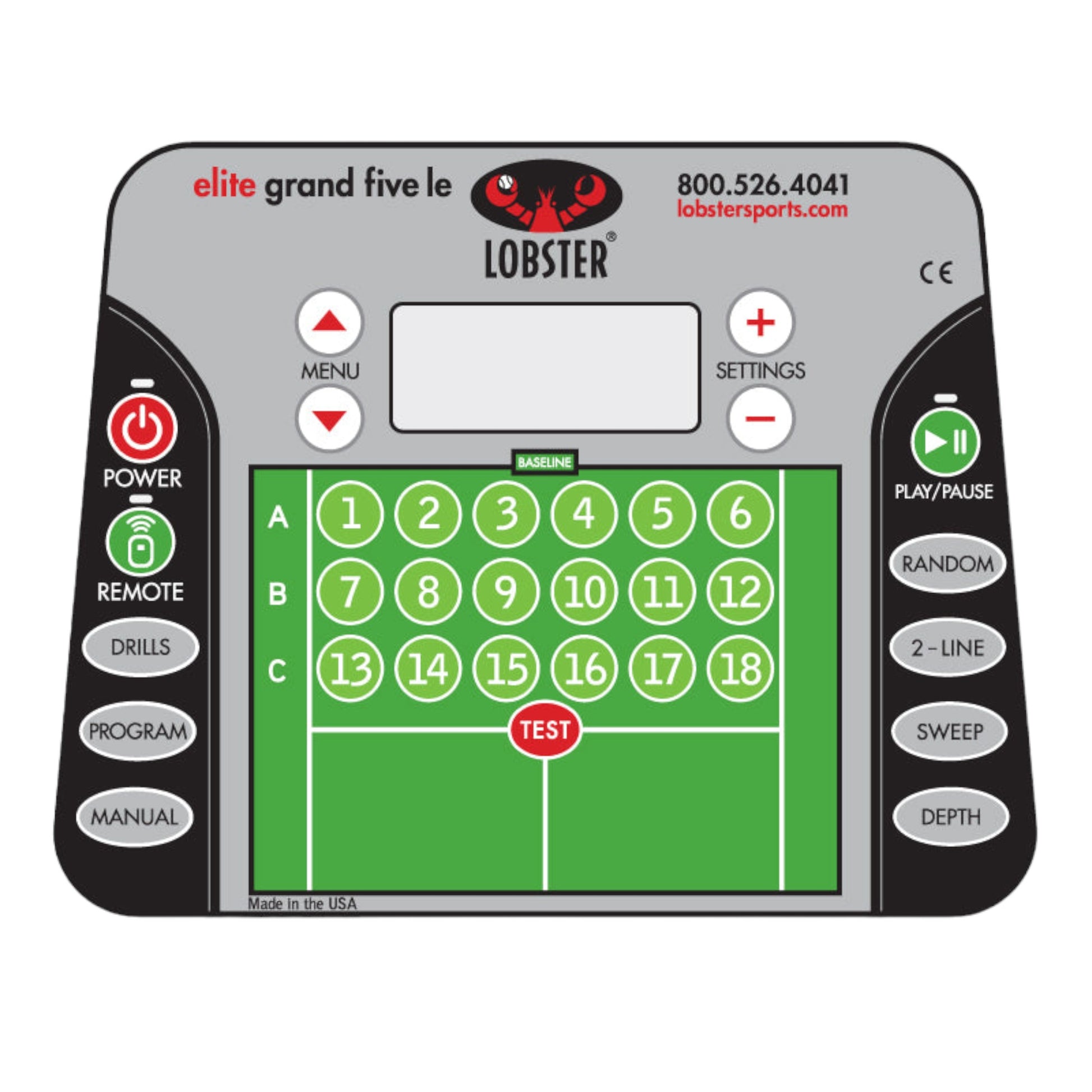 ELITE GRAND FIVE LE TENNIS BALL MACHINE PANEL