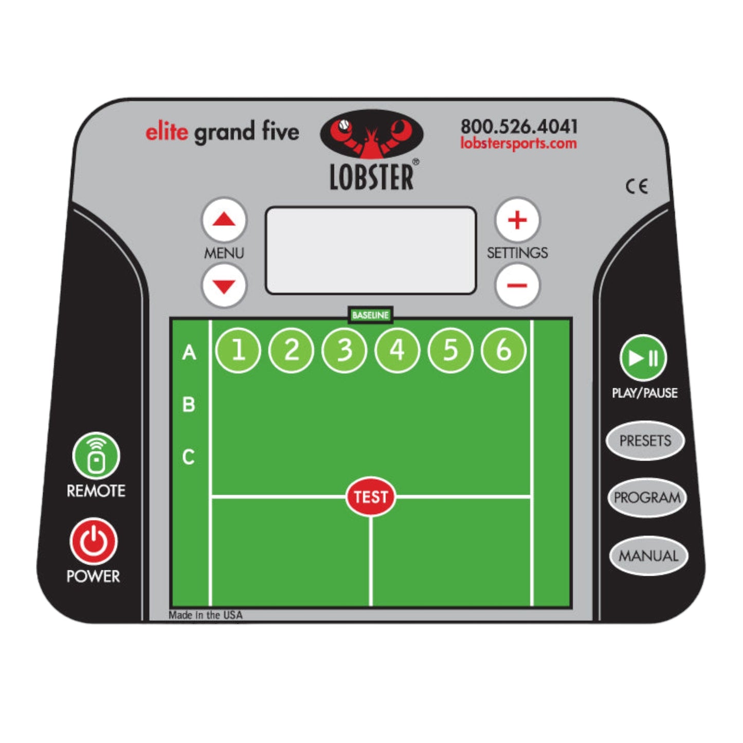 ELITE GRAND FIVE TENNIS BALL MACHINE PANEL