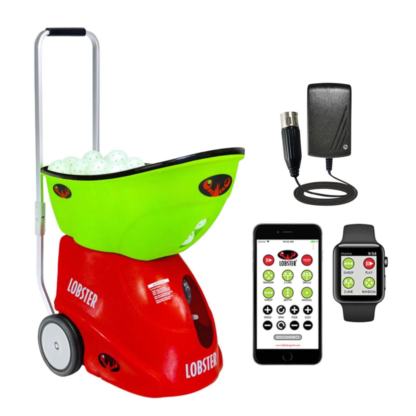 PICKLE CHAMPION PICKLEBALL MACHINE WIFI APP AND CHARGER
