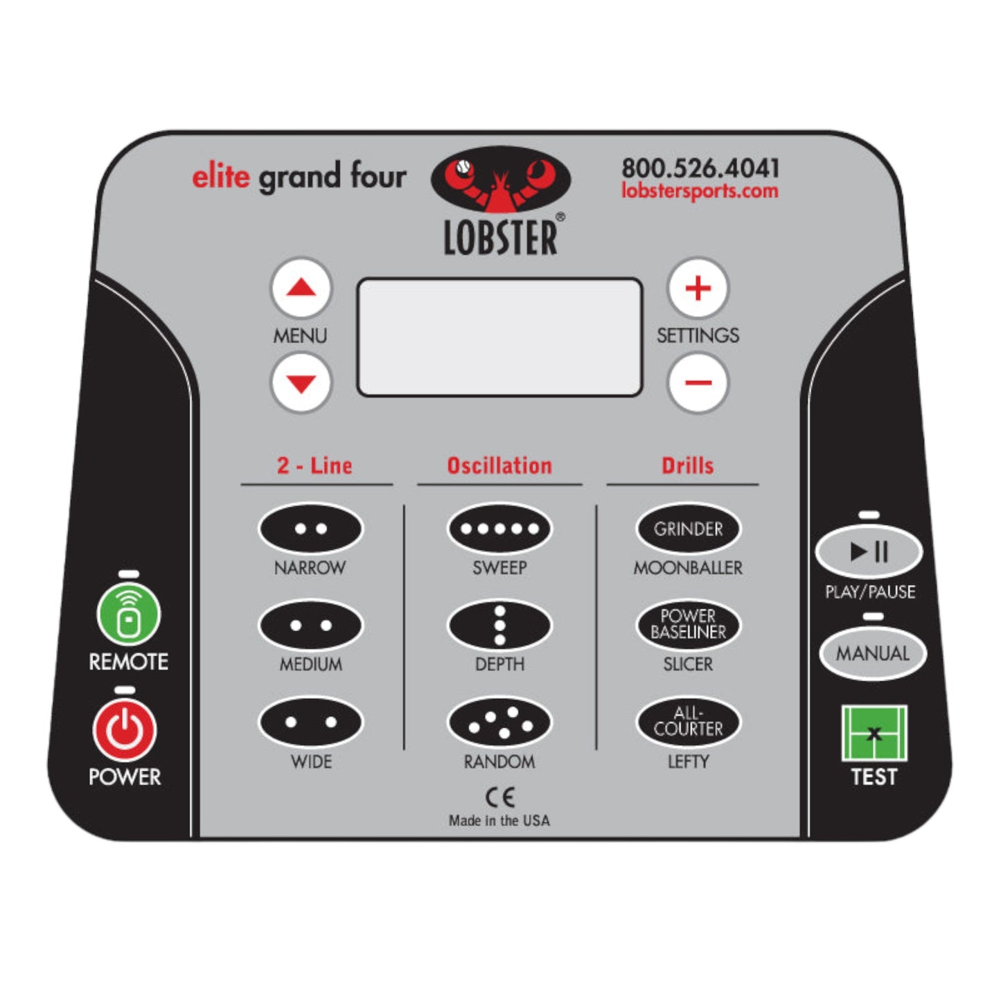 ELITE GRAND FOUR TENNIS BALL MACHINE PANEL