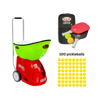 The pickle champion bundle with lobster paddle set and 100 yellow pickleballs