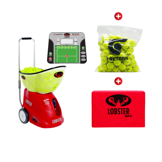 elite grand five bundle with storage cover and Tretorn Micro-x Balls