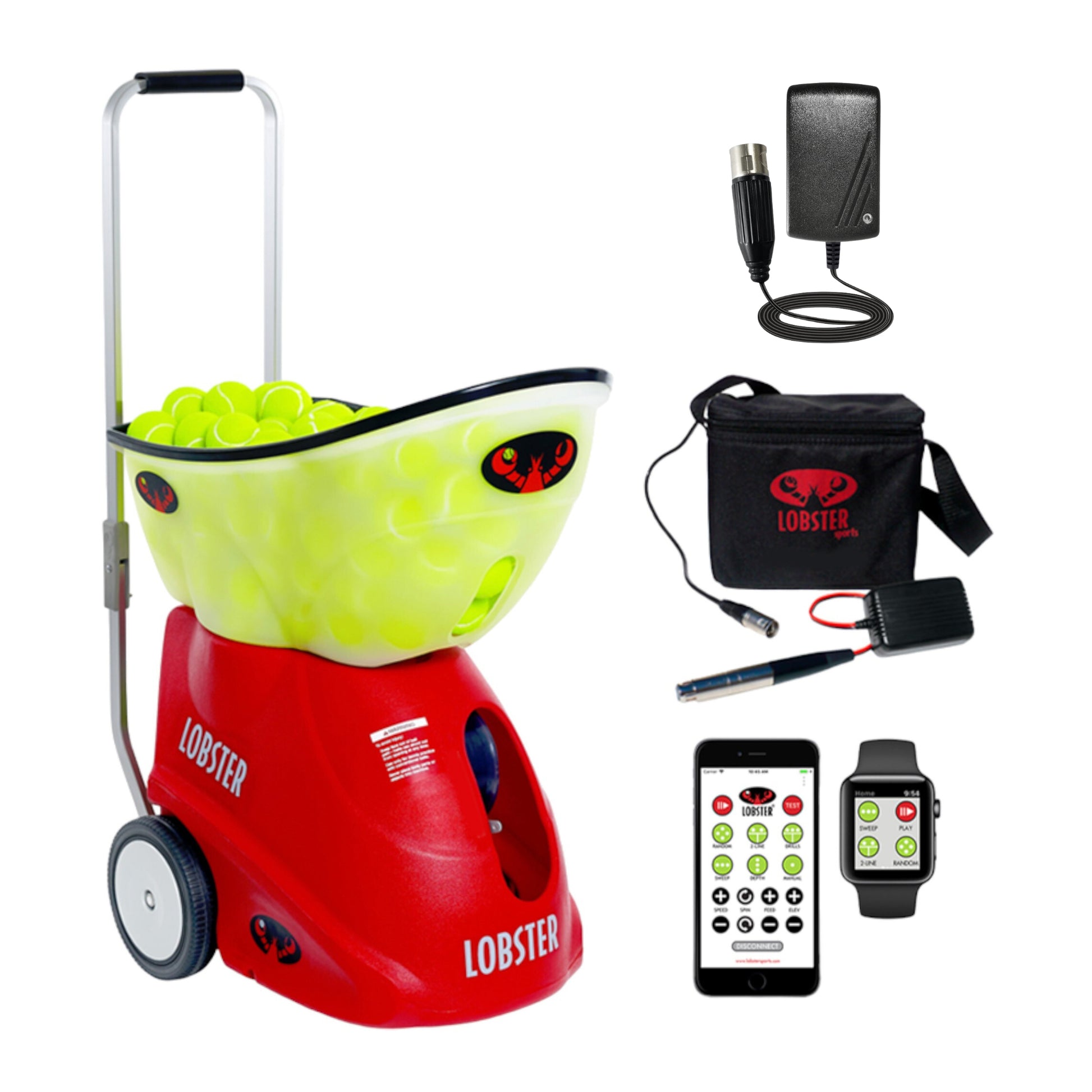 ELITE GRAND FIVE TENNIS BALL MACHINE EXTERNAL BATTERY WIFI APP